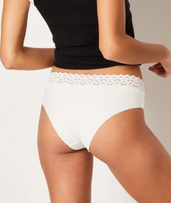 Etam Microfiber Hipsters With Lace Details WHITE New