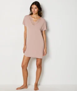 Etam Nightshirt in Modal with Lace Neckline BLUSH Best