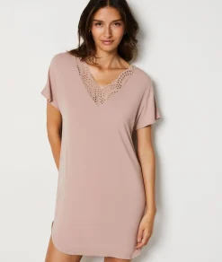 Etam Nightshirt in Modal with Lace Neckline BLUSH Best