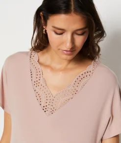 Etam Nightshirt in Modal with Lace Neckline BLUSH Best