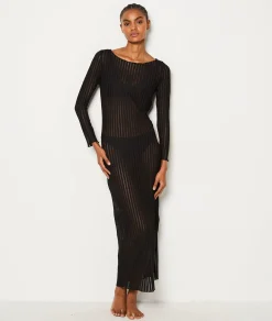 Etam Nuisette longue rayures transparentes NOIR Best