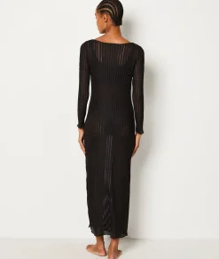 Etam Nuisette longue rayures transparentes NOIR Best