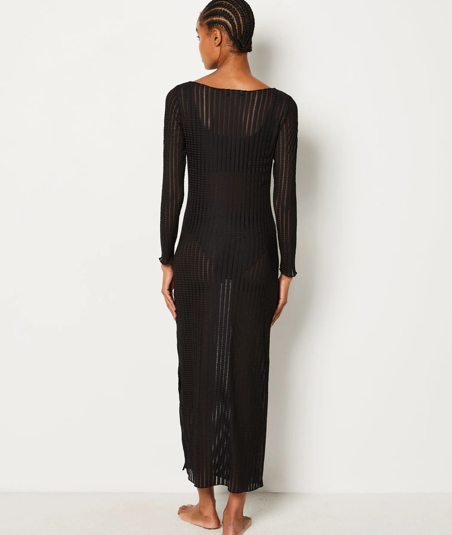 Etam Nuisette longue rayures transparentes NOIR Best