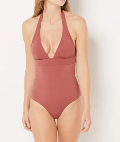 Etam One-Piece Shaping Swimsuit Brown Outlet