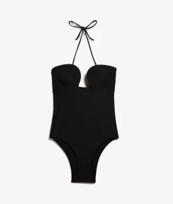 Etam One-Piece Swimsuit with Cross-Back Straps BLACK Cheap