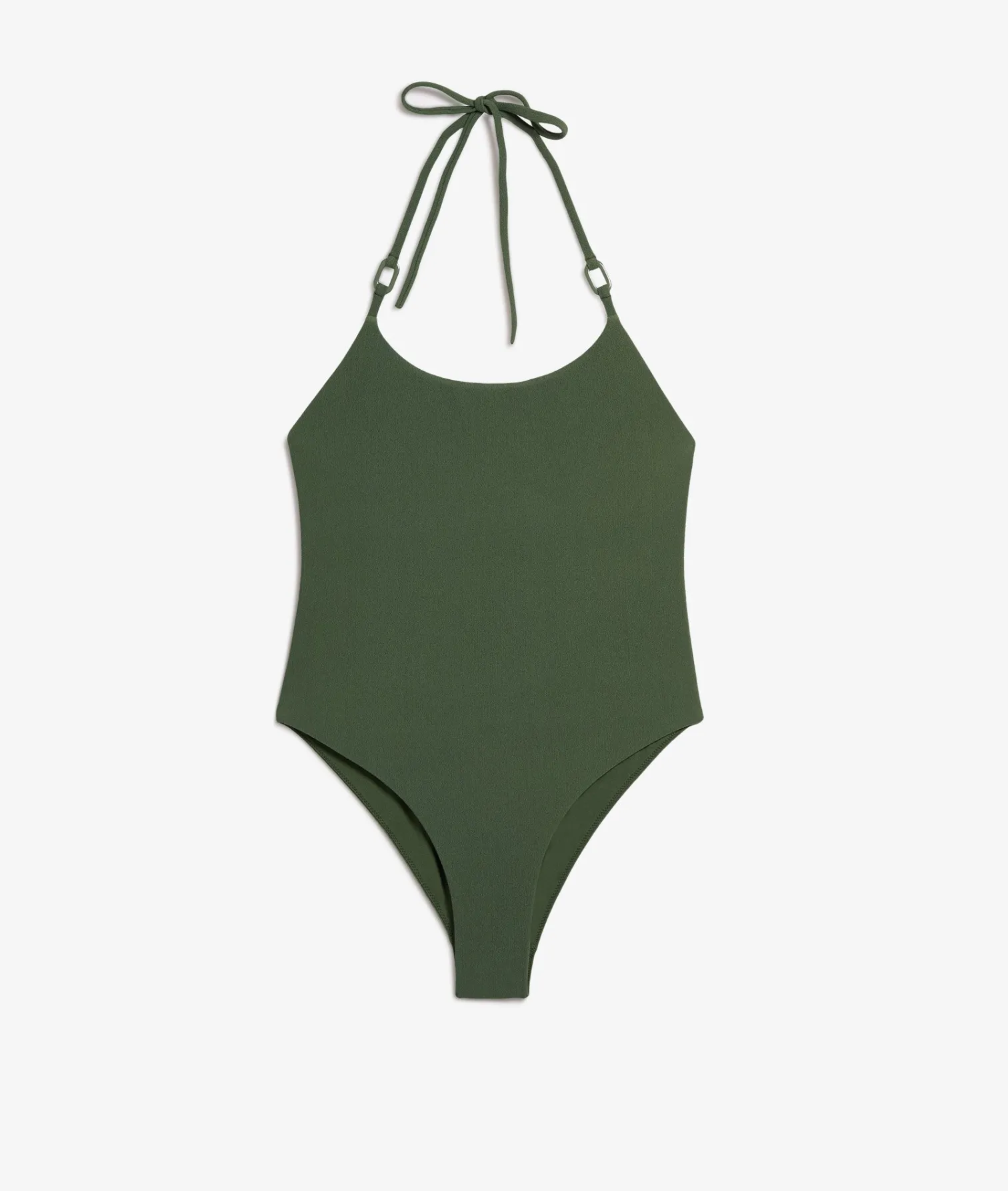 Etam One-Piece Swimsuit with Halter Neck and Ring Details GREEN New