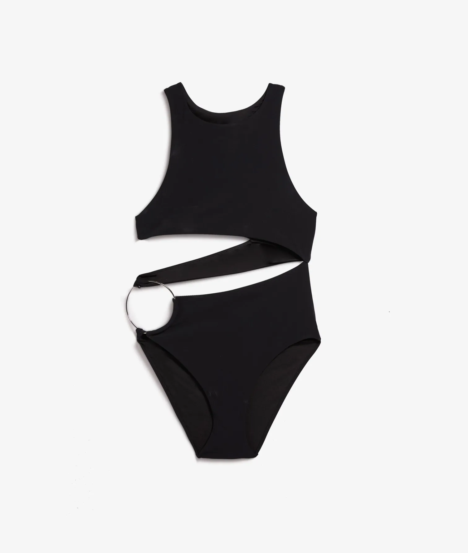 Etam One-Piece Swimsuit with Ring Detail and Side Cut-Out BLACK Flash Sale