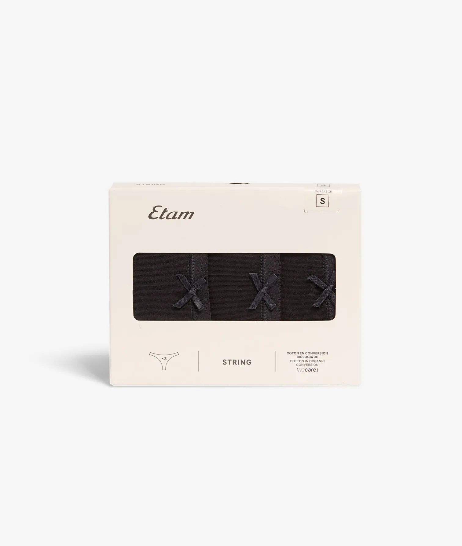 Etam Pack Of 3 Cotton Thongs BLACK Best