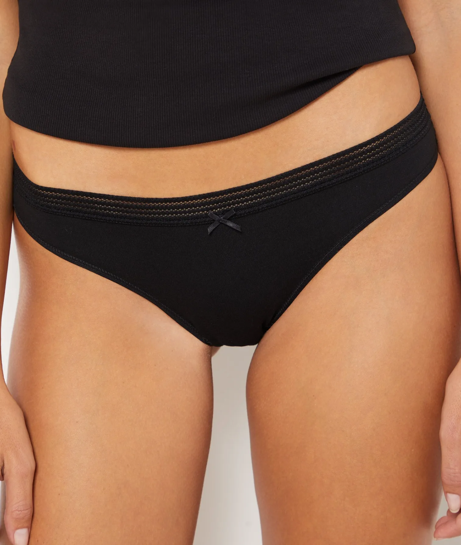 Etam 3-Pack of Cotton and Lace Briefs BLACK Shop