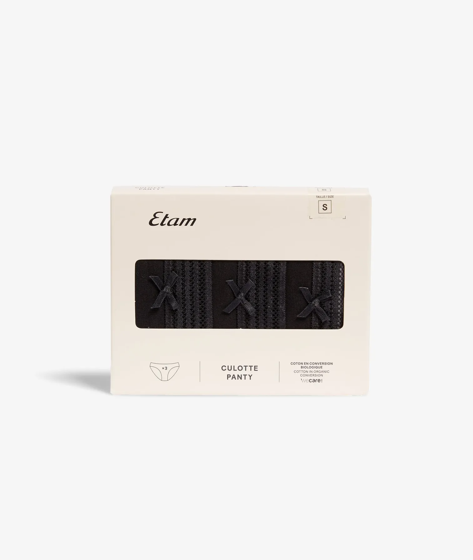 Etam 3-Pack of Cotton and Lace Briefs BLACK Shop