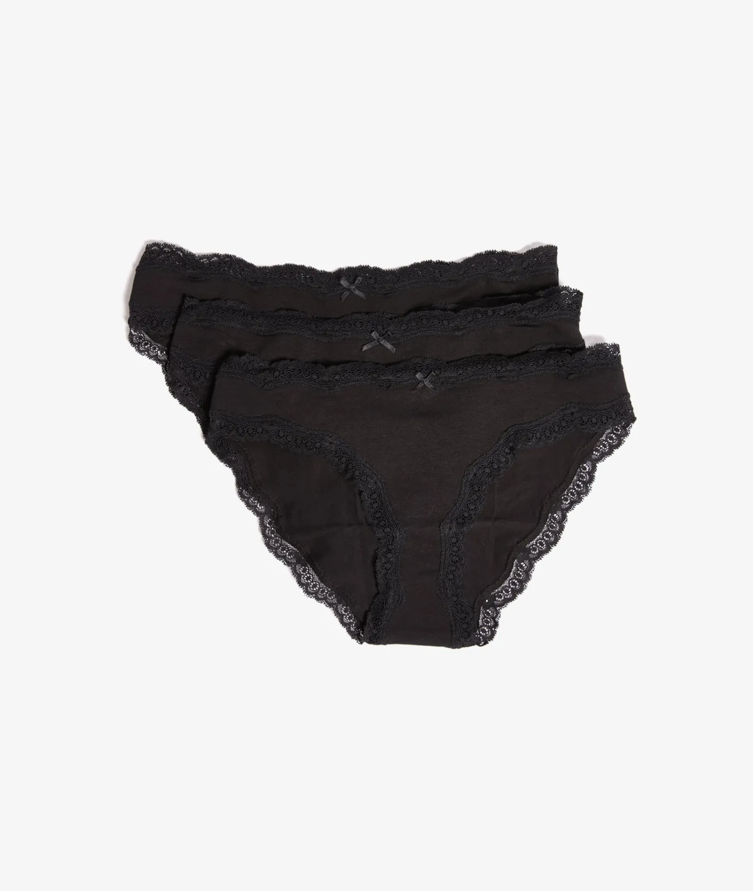 Etam 3-Pack of Cotton and Lace Briefs BLACK Outlet