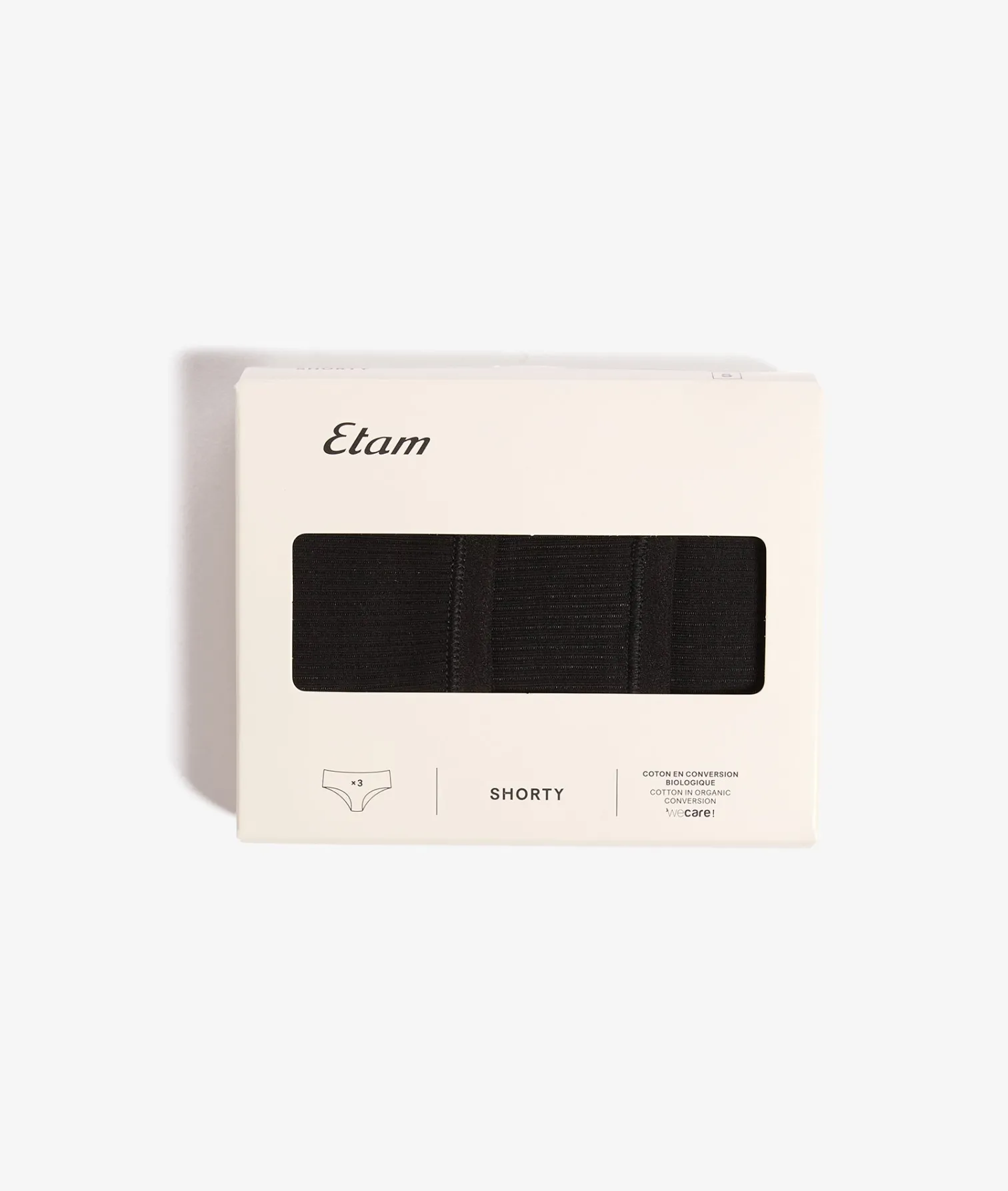Etam 3-Pack of Cotton Shorties NOIR New
