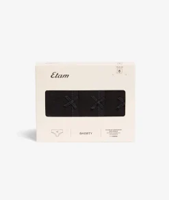 Etam 3-Pack of Organic Cotton Shorties BLACK Store