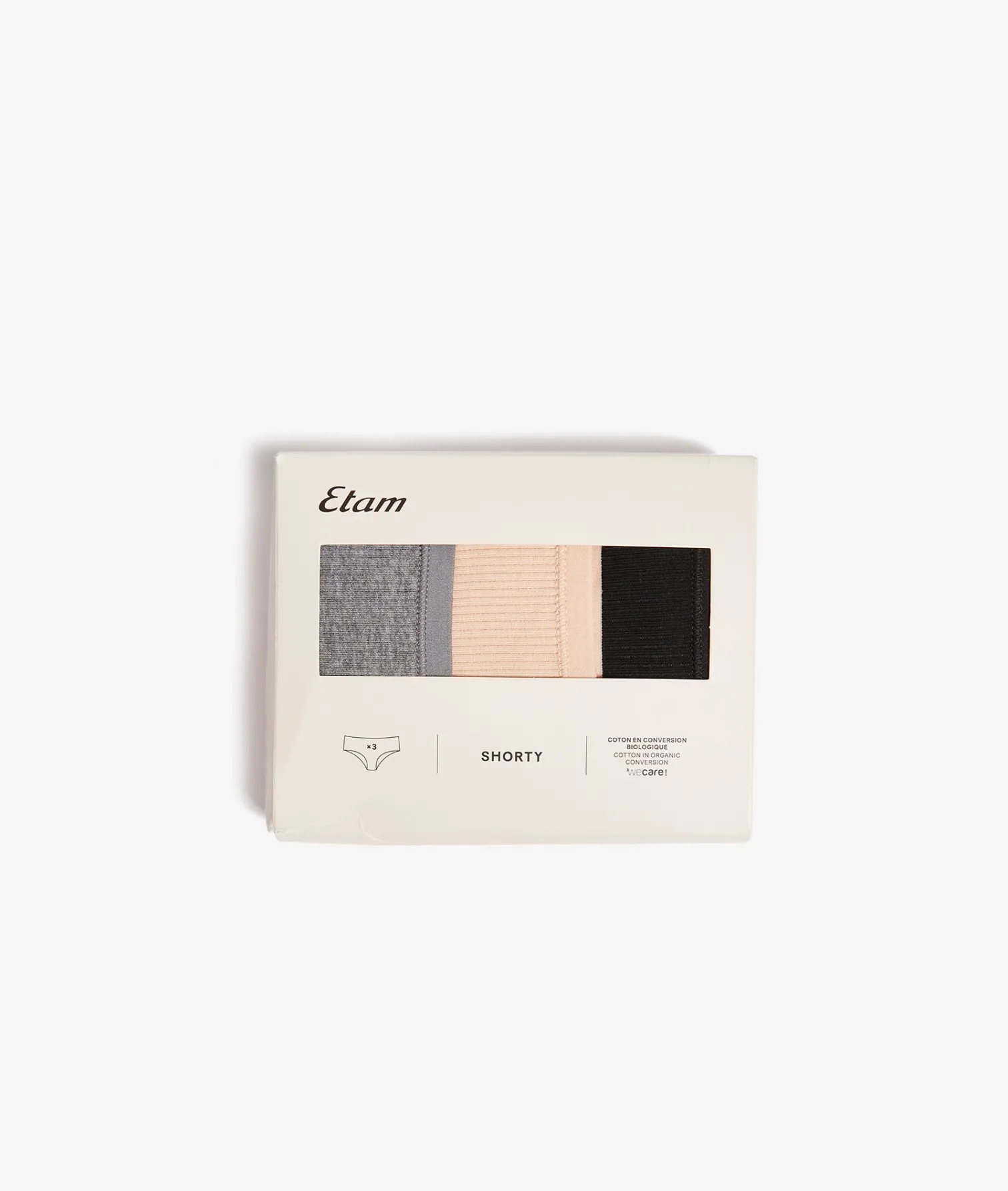 Etam 3-Pack of Organic Cotton Shorties MULTICOLOR Clearance