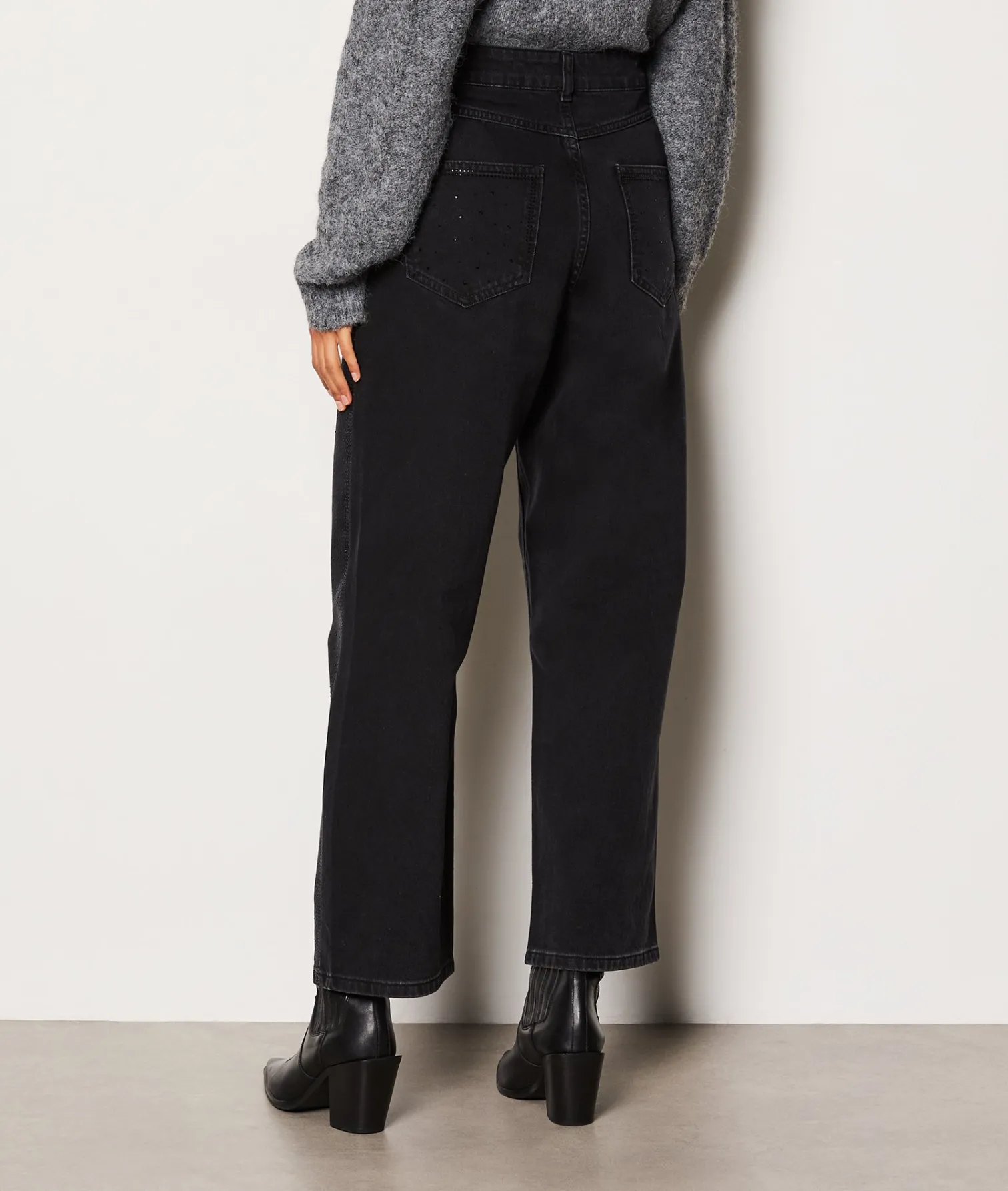 Etam Pantalon coupe droite à strass NOIR Discount