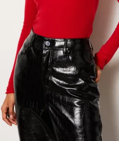 Etam Pantalon coupe droite en simili cuir NOIR Flash Sale