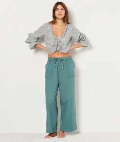 Etam Pantalon de pyjama avec broderies 7/8ème VERT Flash Sale