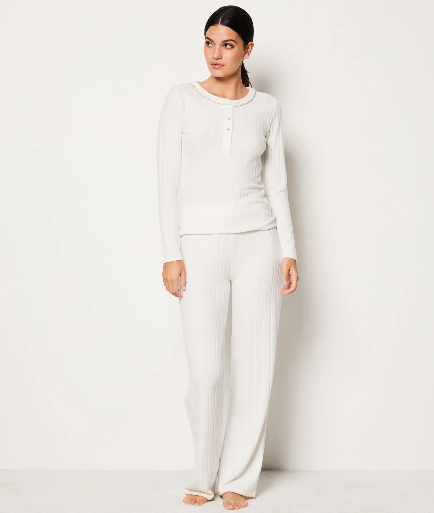 Etam Pantalon de pyjama côtelé droit ECRU Online