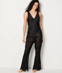 Etam Pantalon de pyjama en broderie transparent NOIR Cheap
