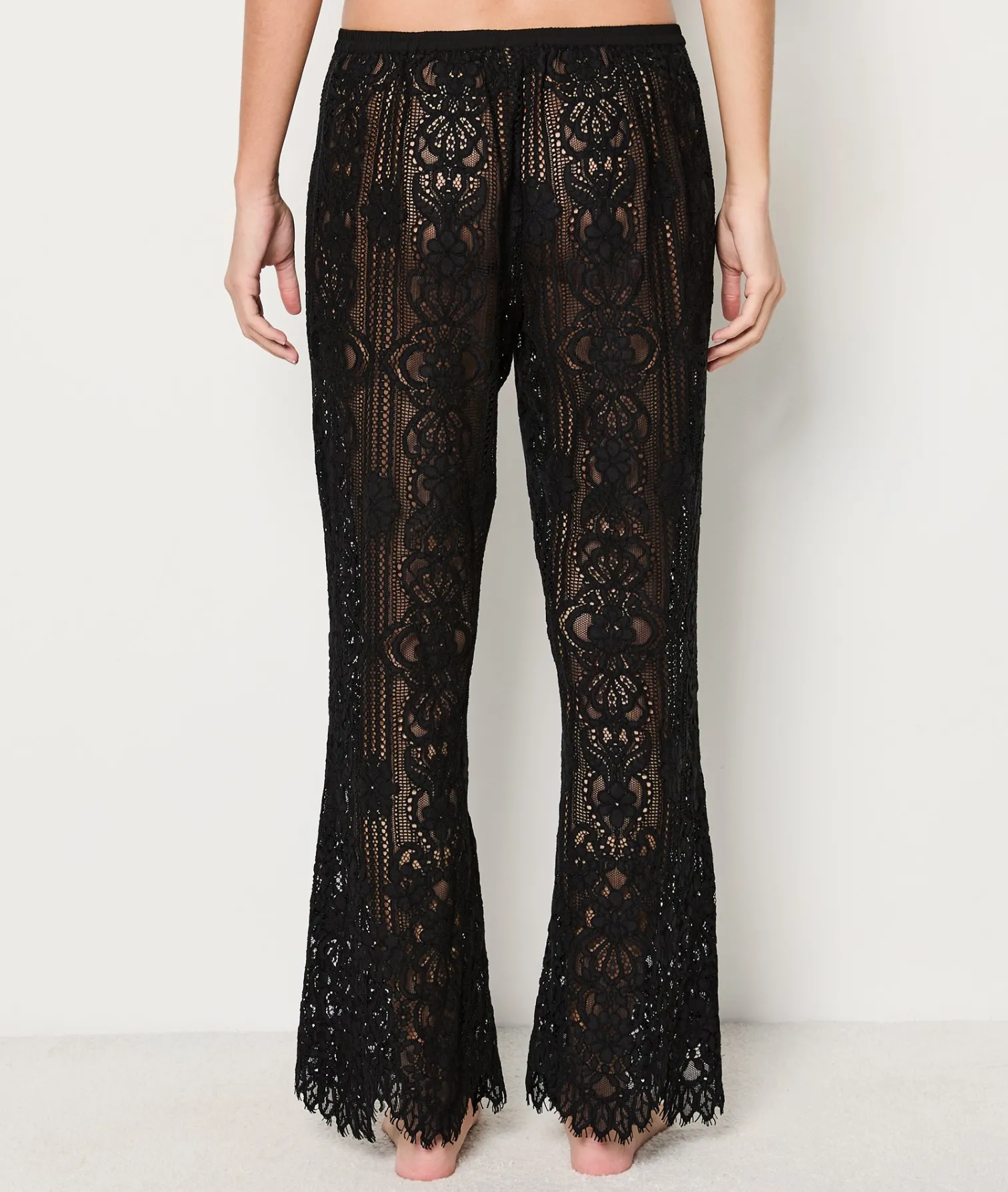 Etam Pantalon de pyjama en broderie transparent NOIR Cheap