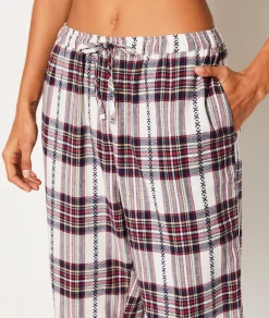 Etam Pantalon de pyjama en coton à carreaux ECRU Sale