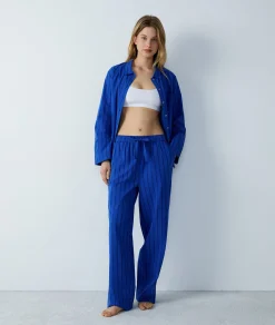 Etam Pantalon de pyjama en coton à rayures BLEUROYAL New