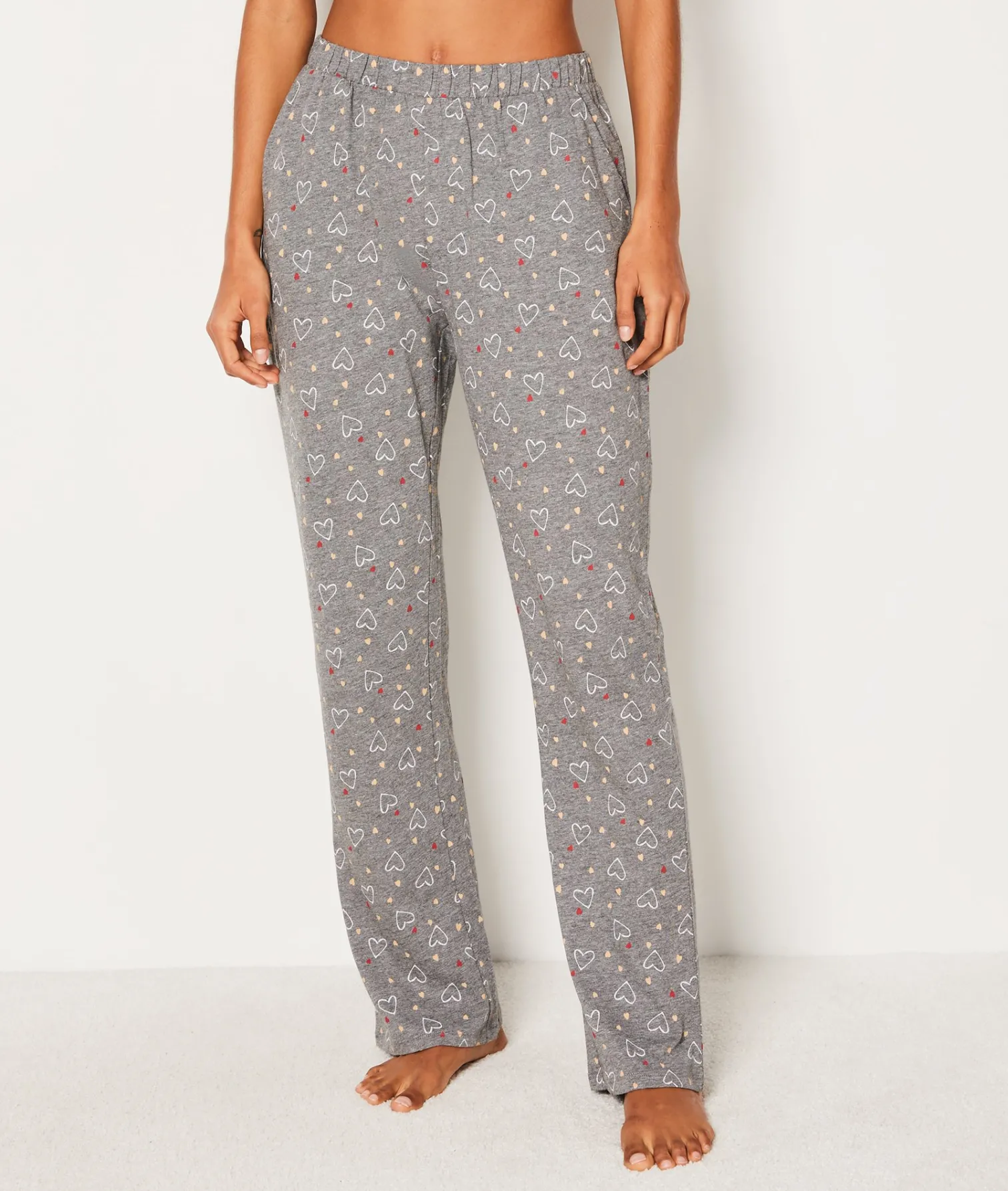 Etam Pantalon de pyjama en coton à cœurs ANTHRACITE Best Sale