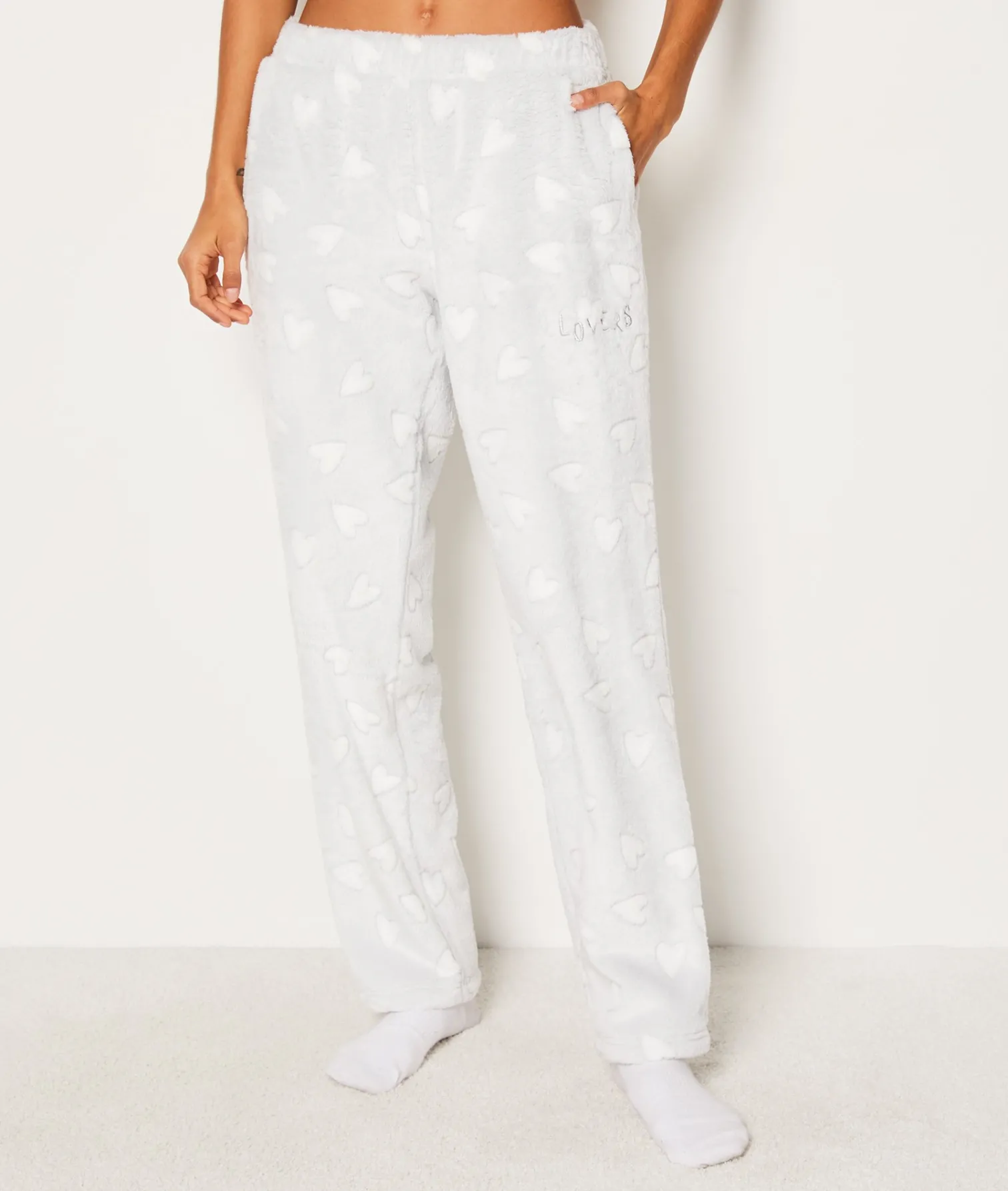 Etam Pantalon de pyjama polaire à cœurs GRIS Outlet