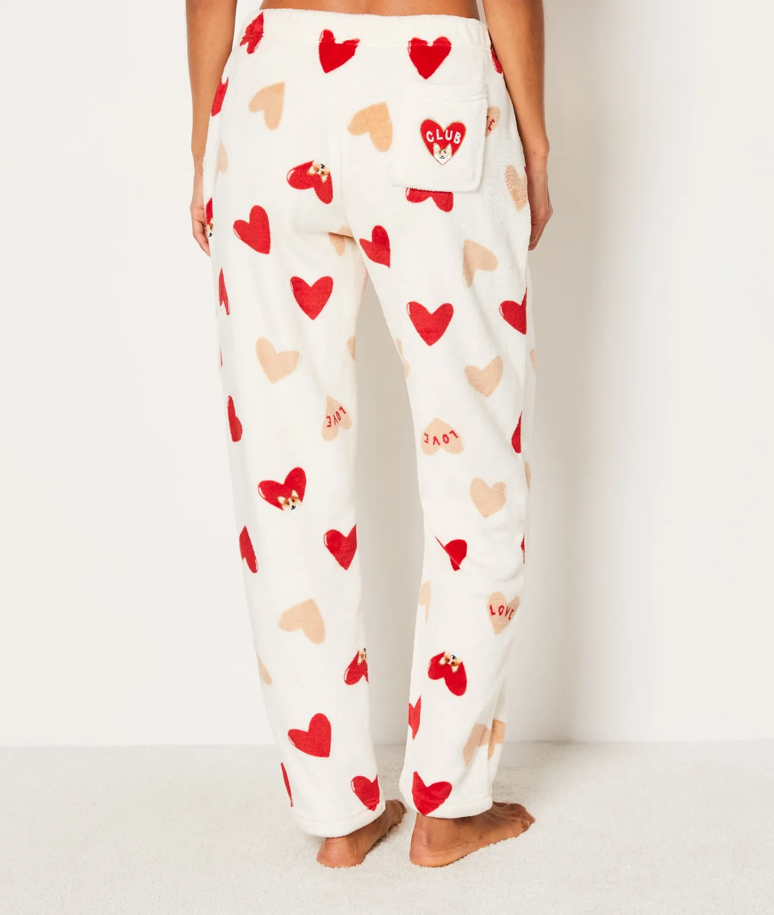 Etam Pantalon de pyjama polaire à cœurs ECRU Best Sale