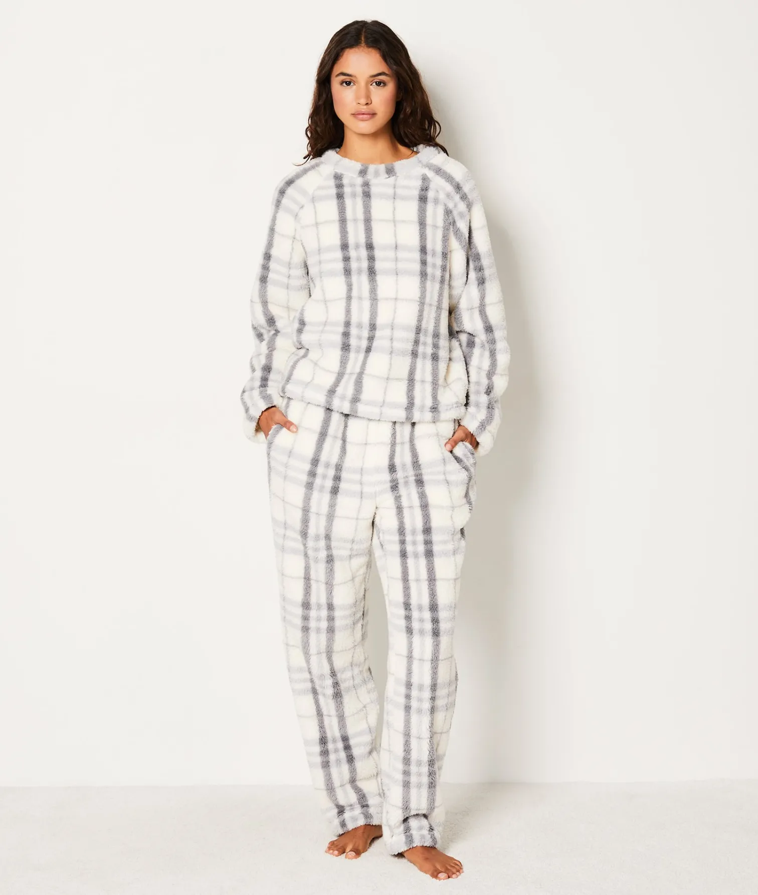 Etam Pantalon de pyjama polaire à carreaux GRIS Store
