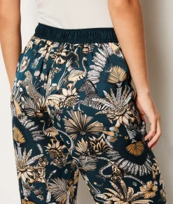 Etam Pantalon de pyjama satiné imprimé IMPFONDVERT New