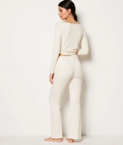 Etam Pantalon de pyjama évasé pailleté ECRU Cheap