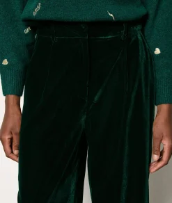 Etam Pantalon fluide en velours VERTSAPIN Discount