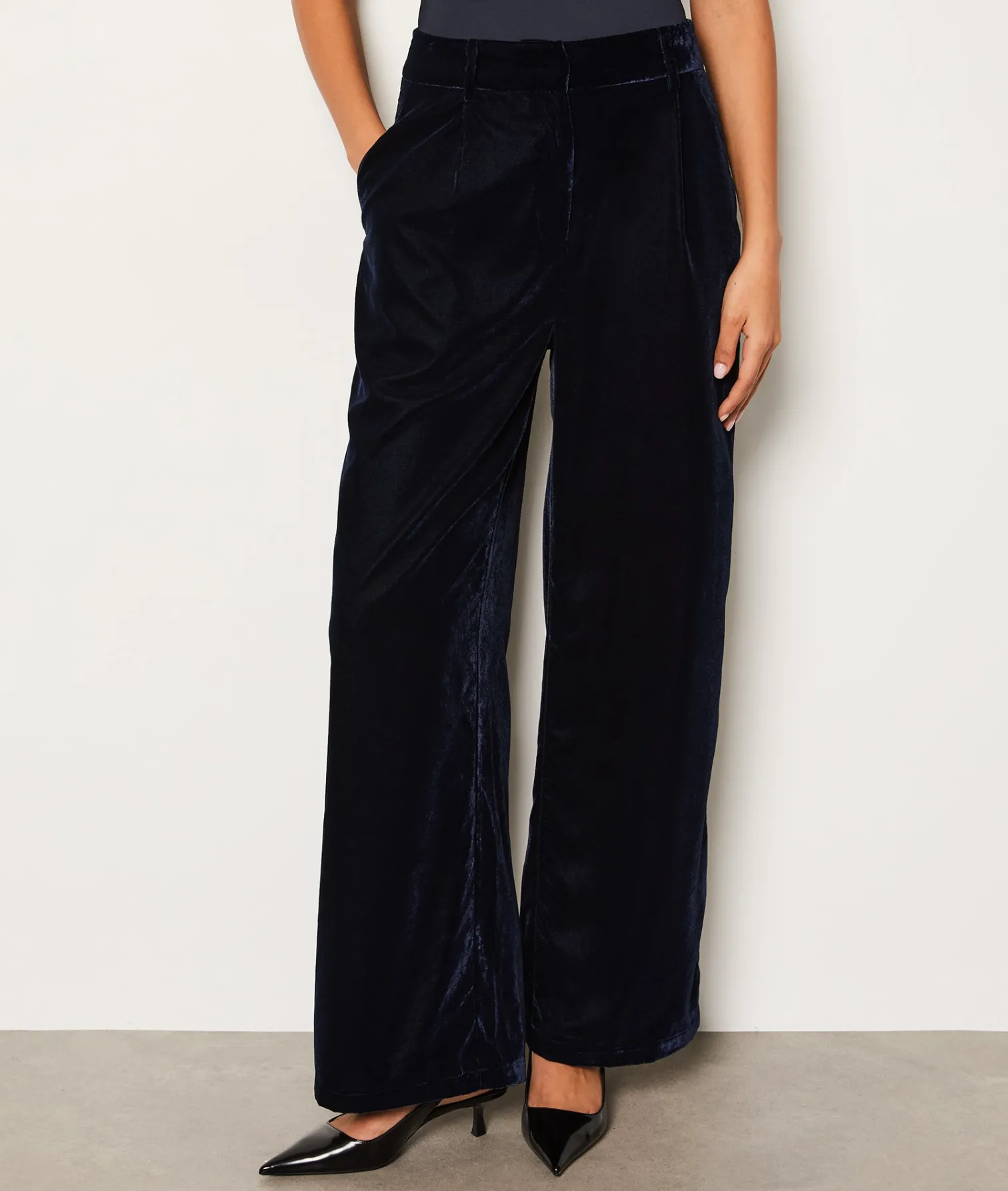 Etam Pantalon fluide en velours BLEUNUIT Discount