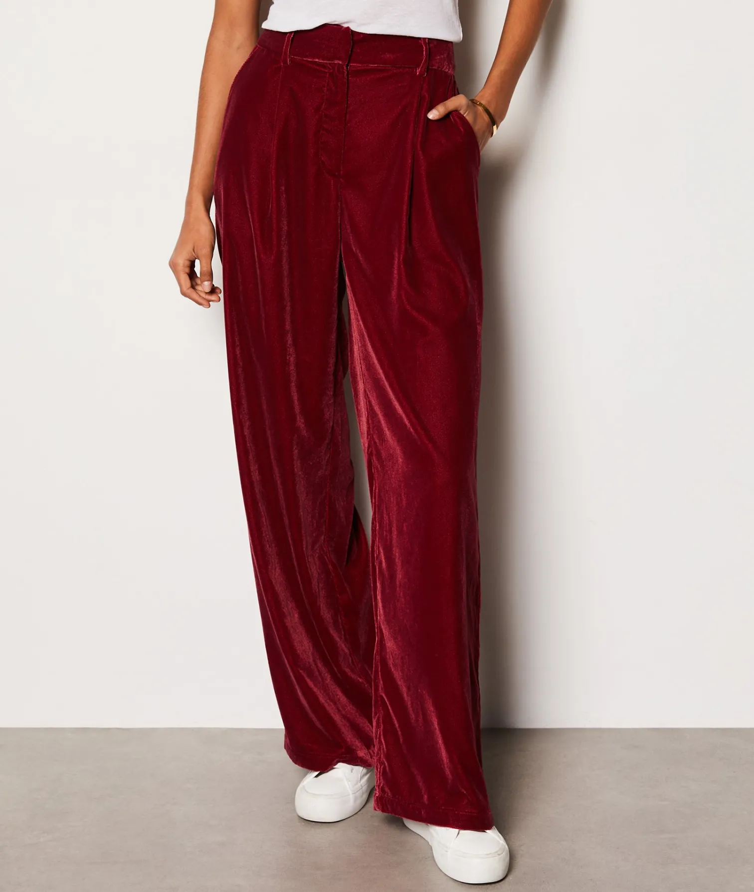 Etam Pantalon fluide en velours BORDEAUXGRENAT Fashion