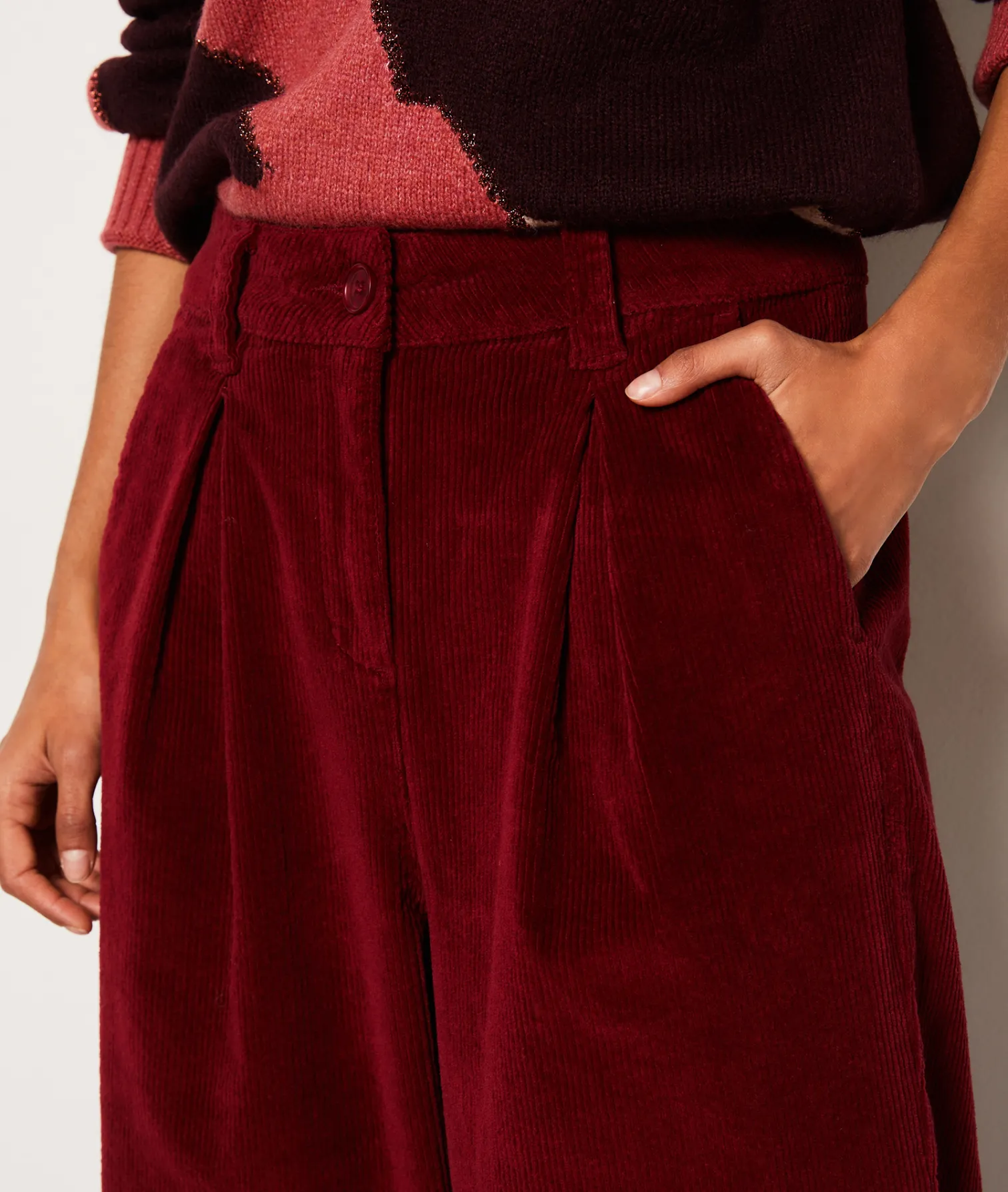 Etam Pantalon large côtelé BORDEAUXGRENAT Cheap
