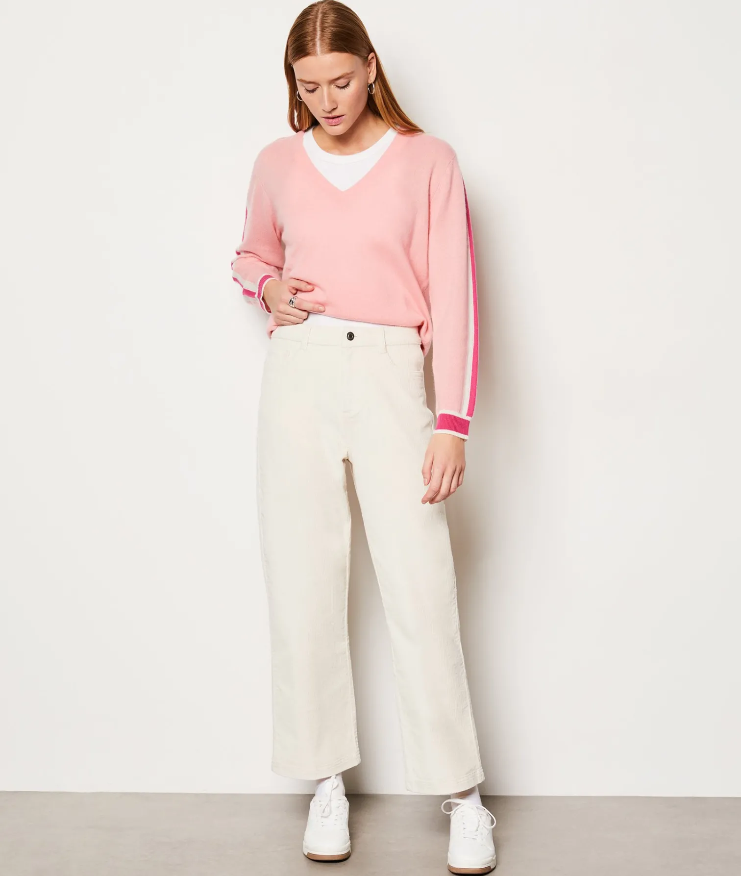 Etam Pantalon velours en coton coupe large ECRU Best
