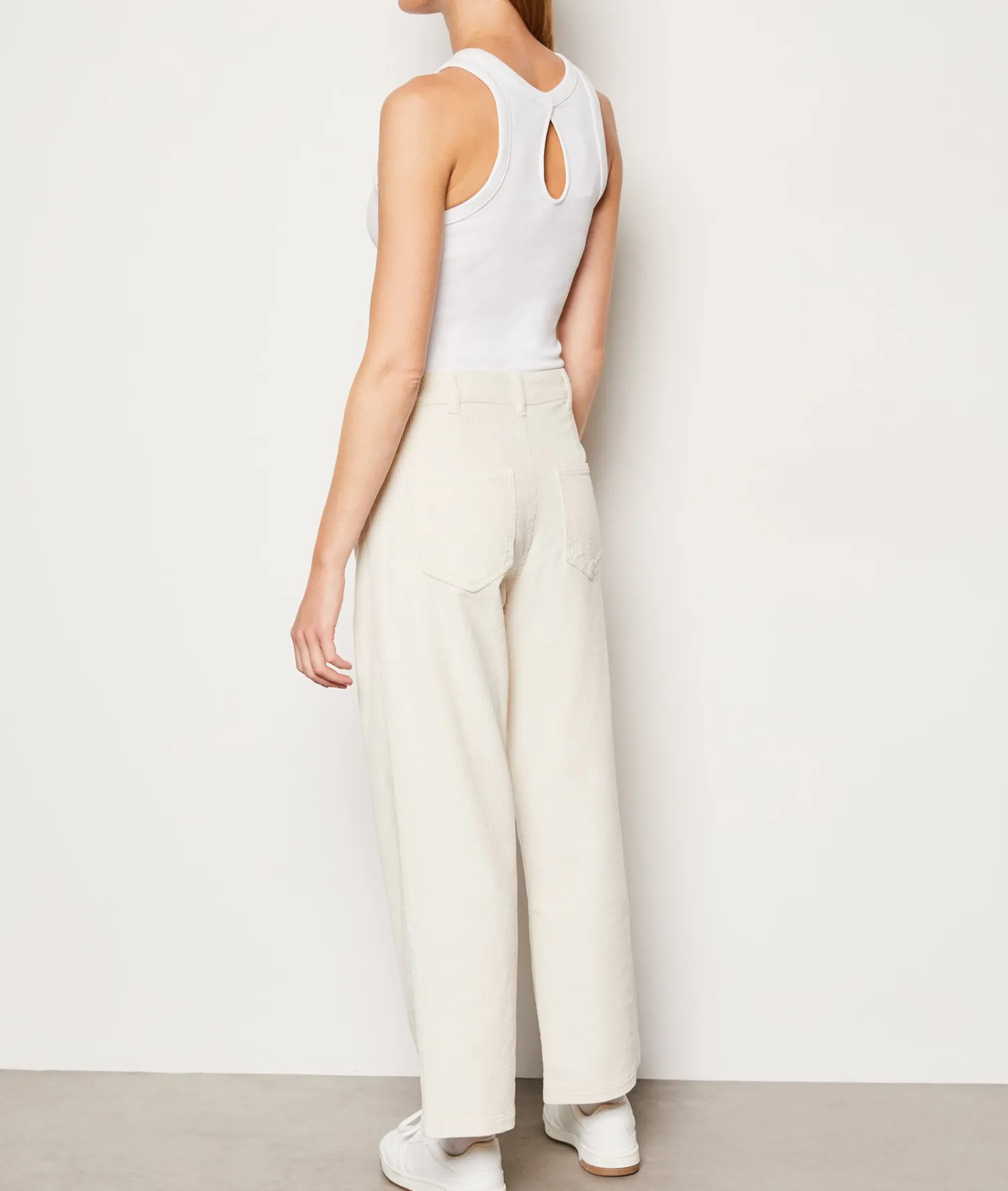 Etam Pantalon velours en coton coupe large ECRU Best