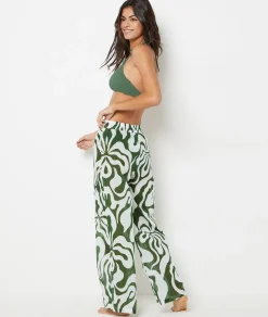 Etam Patterned Cotton Beach Trousers WHITE Hot