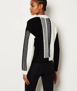 Etam Patterned Crew Neck Sweater ECRU Fashion