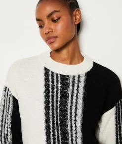 Etam Patterned Crew Neck Sweater ECRU Fashion