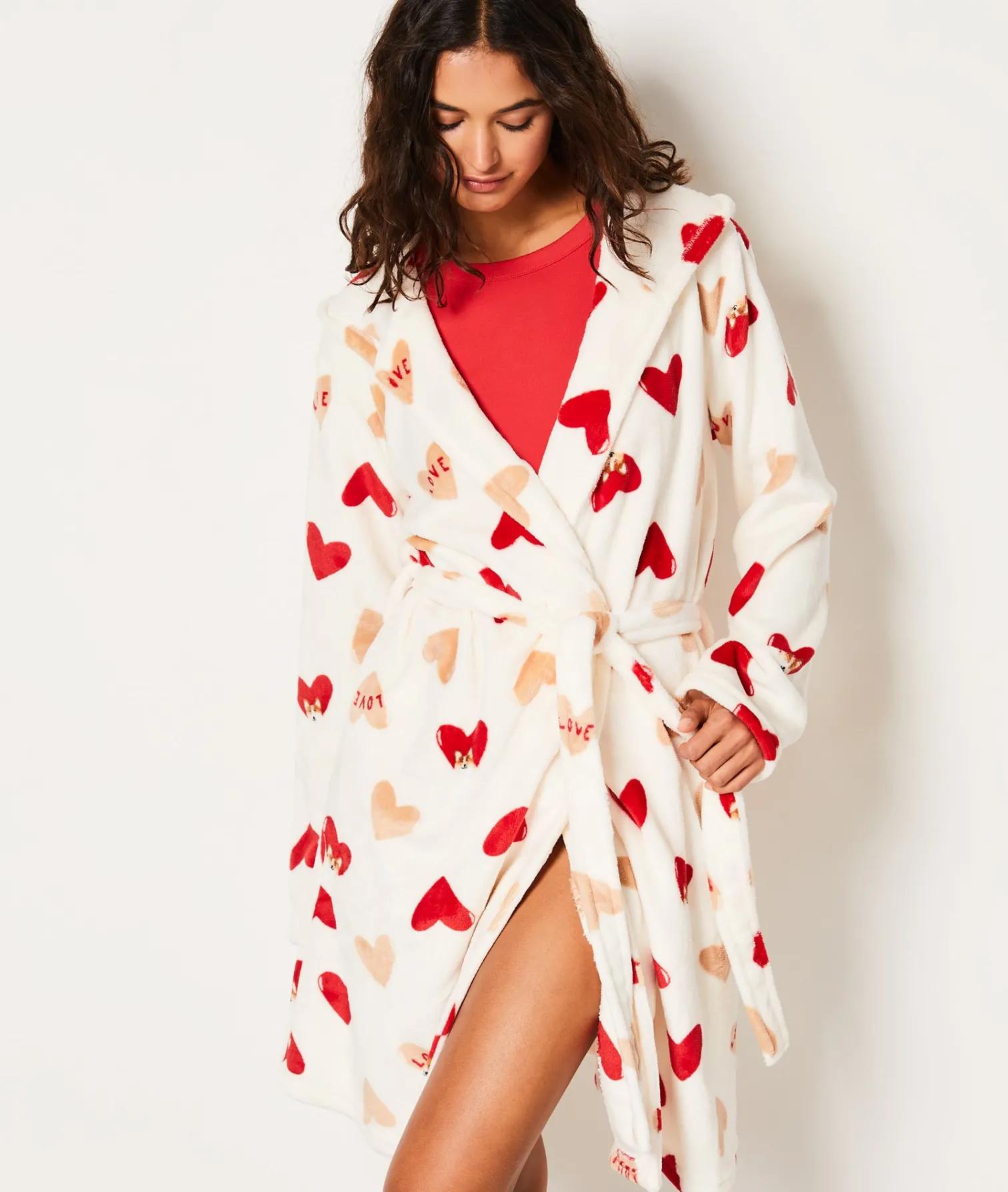 Etam Peignoir polaire à cœurs ECRU Fashion