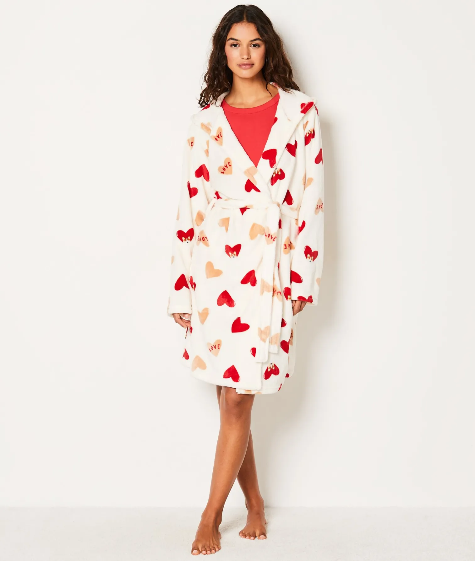 Etam Peignoir polaire à cœurs ECRU Fashion