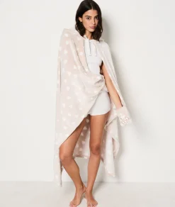 Etam Plaid cape en polaire à motifs cœur ECRU Cheap