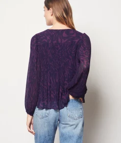 Etam Pleated Long-sleeved Shirt VIOLETPRINTEDIMP. Flash Sale