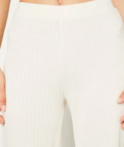 Etam Pointelle Knit Pyjama Trousers WHITE Cheap
