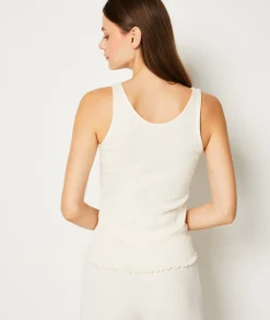 Etam Pointelle Knit Tank Top WHITE Online