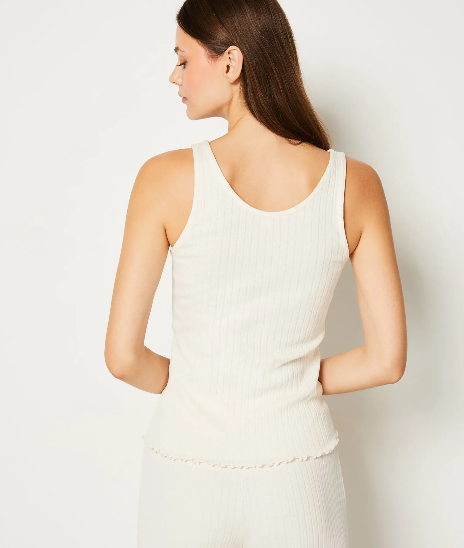 Etam Pointelle Knit Tank Top WHITE Online