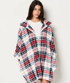 Etam Poncho à carreaux ECRU Fashion