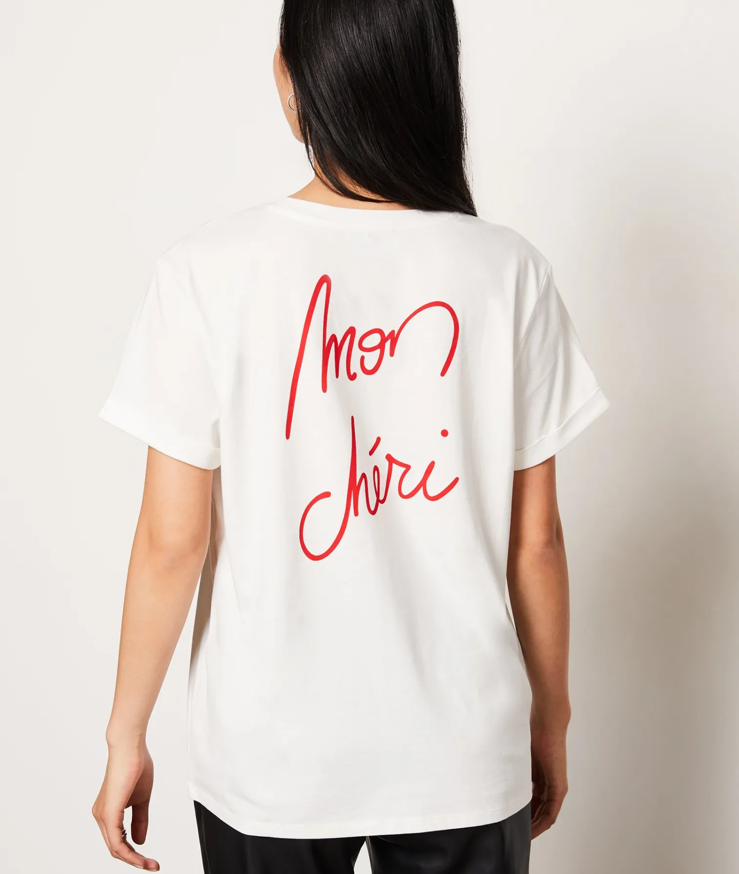 Etam Printed "Mon chéri" T-shirt in Cotton ECRU New
